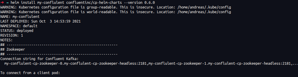 Installation of Kafka Confluent stack with Helm