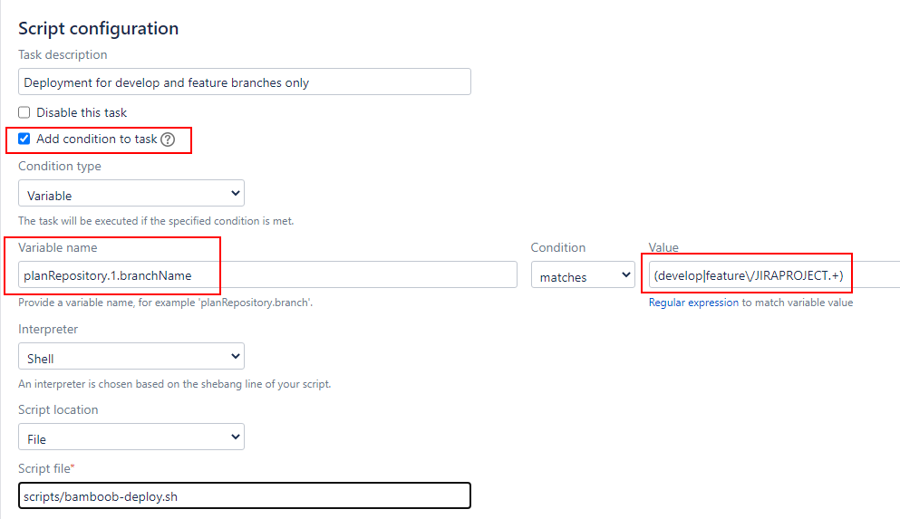 Task configuration