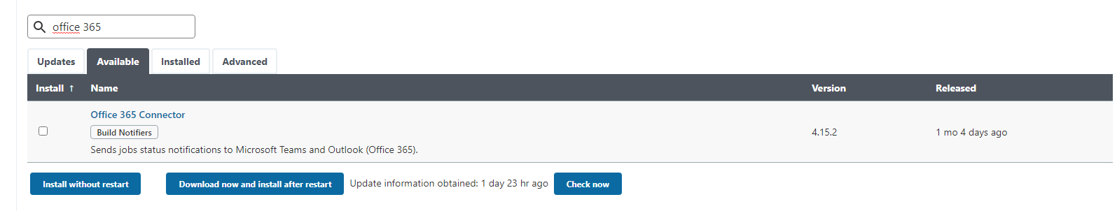 Office365Connector plug-in